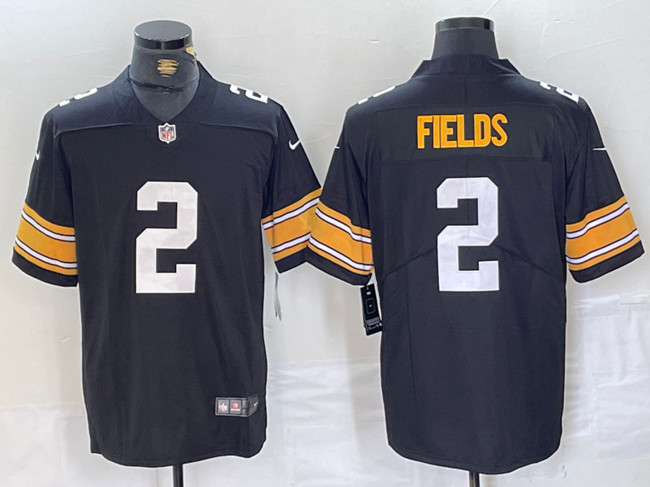 Men's Pittsburgh Steelers #2 Justin Fields Black Vapor Untouchable Limited Stitched Jersey